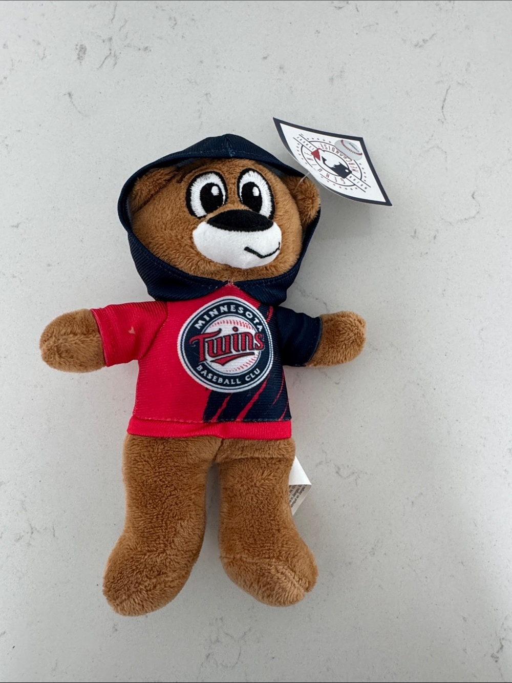 Minnesota Twins Brown Bear Plush in Red & Navy Hoodie